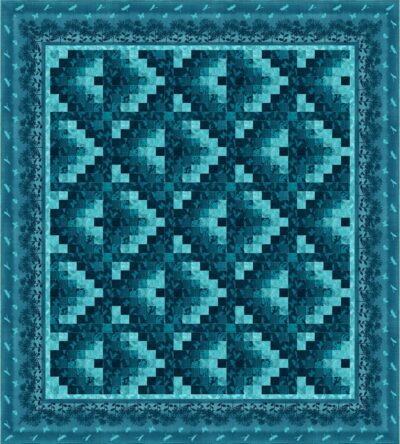 more than less than quilt pattern in blue green