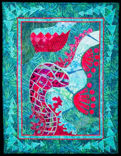 Sea Serpent abstract art quilt