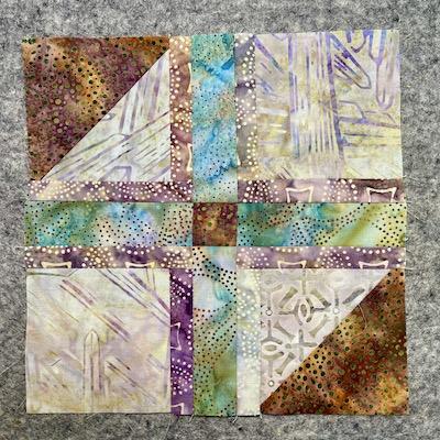 A block made of batiks in soft soothing colours