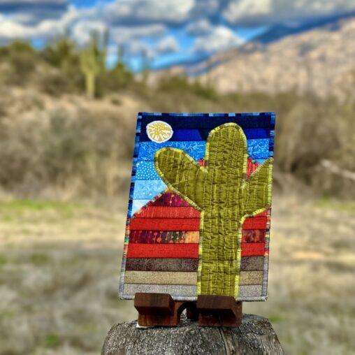 colourful desert scene with a saguaro 